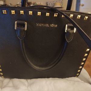 Michael Kors black leather with gold studs